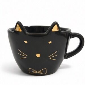 Maisons Du Monde Black Cat Mug Gold Ears MIAOU MIAOU France Ceramic Coffee Cup